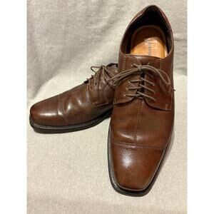 Johnston & Murphy Size11 Brown Leather Cap Toe Oxford Dress Shoes Sheepskin Flex